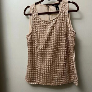 Whbm White House black market gold sequin sleeveless tank top m medium zip back